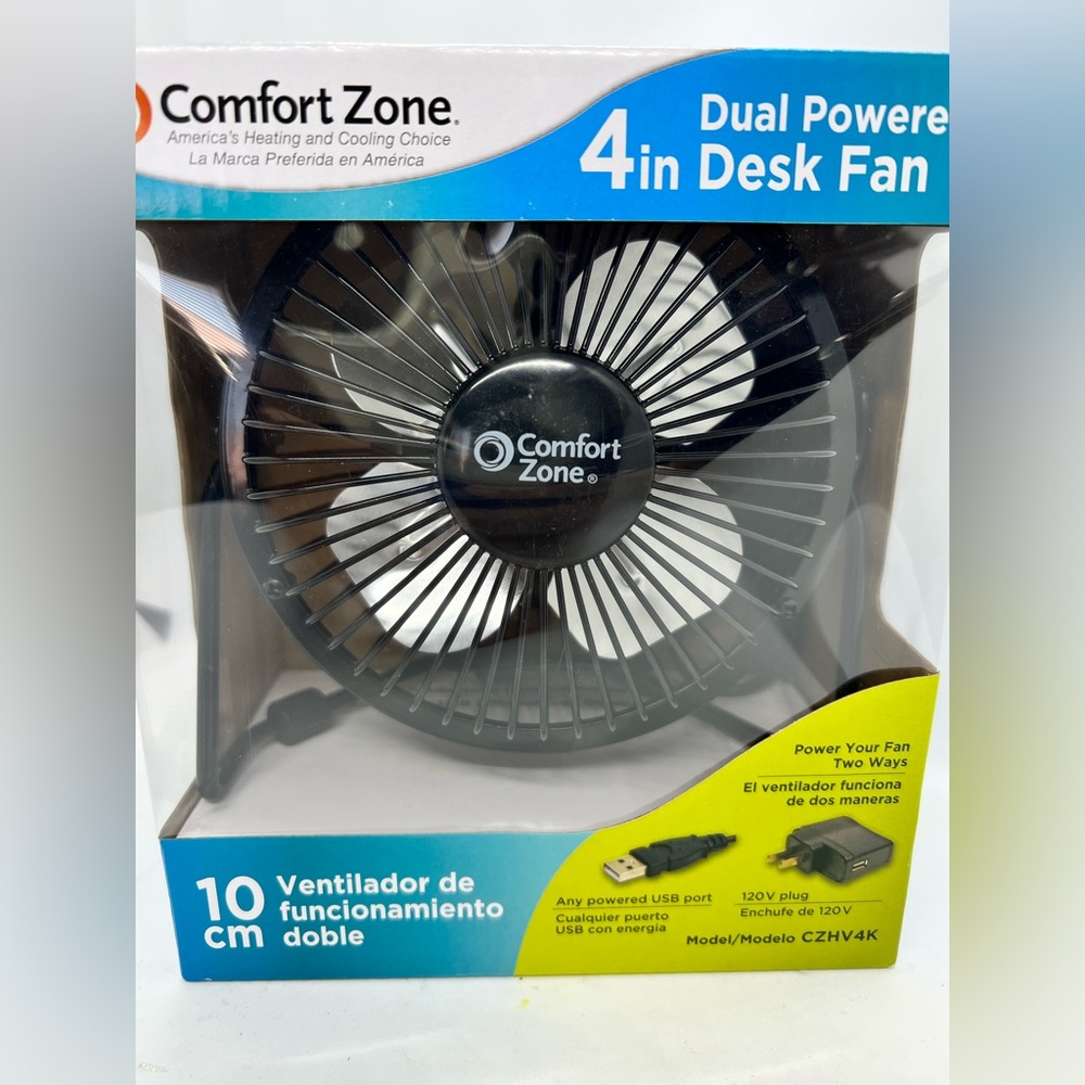 Mini Desk Fan New in Box 4” Comfort Zone NIB